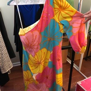 Lilly Pulitzer dress Teresa Silk one shoulder